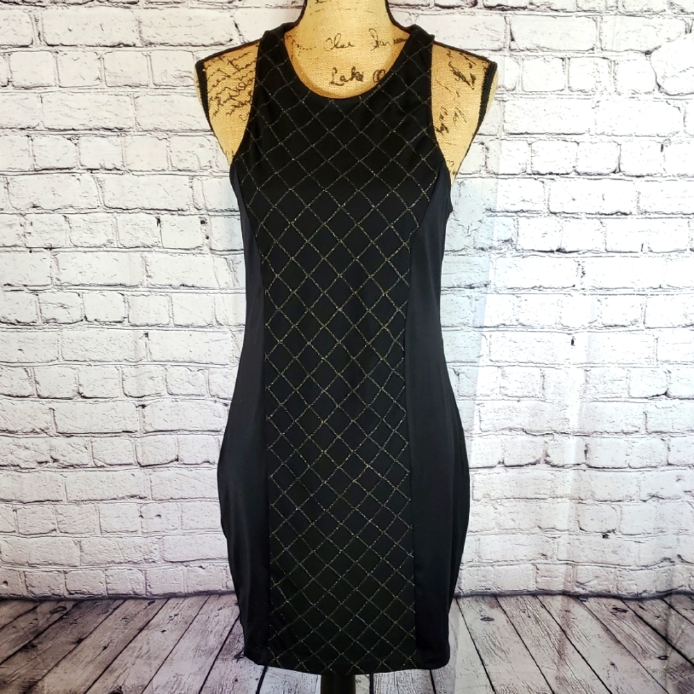 Victoria Sport Black with Gold Women's Dress Size M EUC